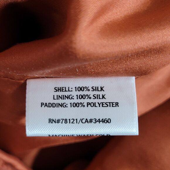 Eileen Fisher 100% Silk Vest Womens M Terracotta Quilted Snap Front Lightweight - Picture 11 of 13